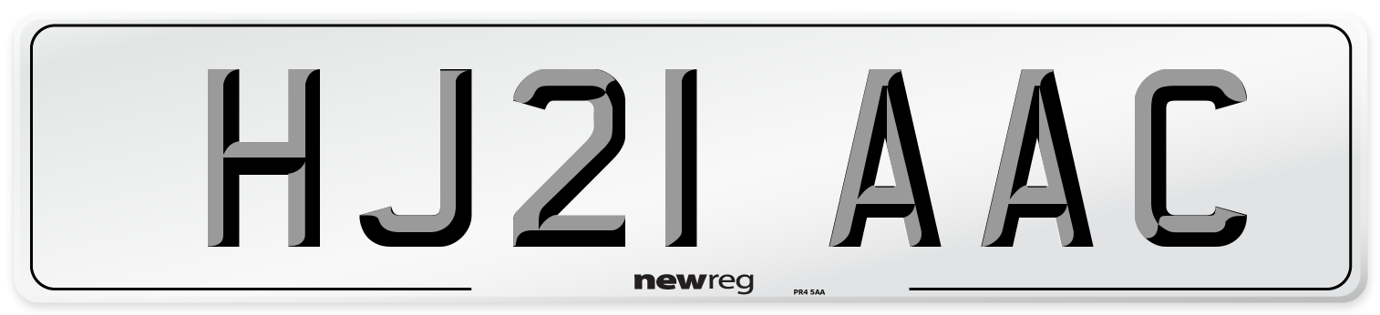 HJ21 AAC Number Plate from New Reg